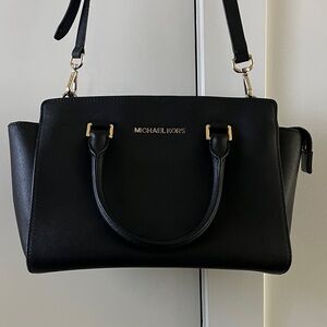 Michael Kors Black Selma Saffiano Satchel Bag